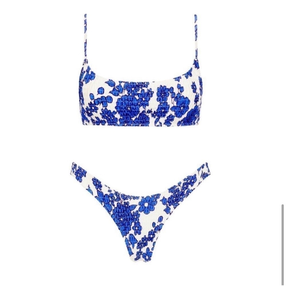 Triangl Blue and White Floral Bikini Set